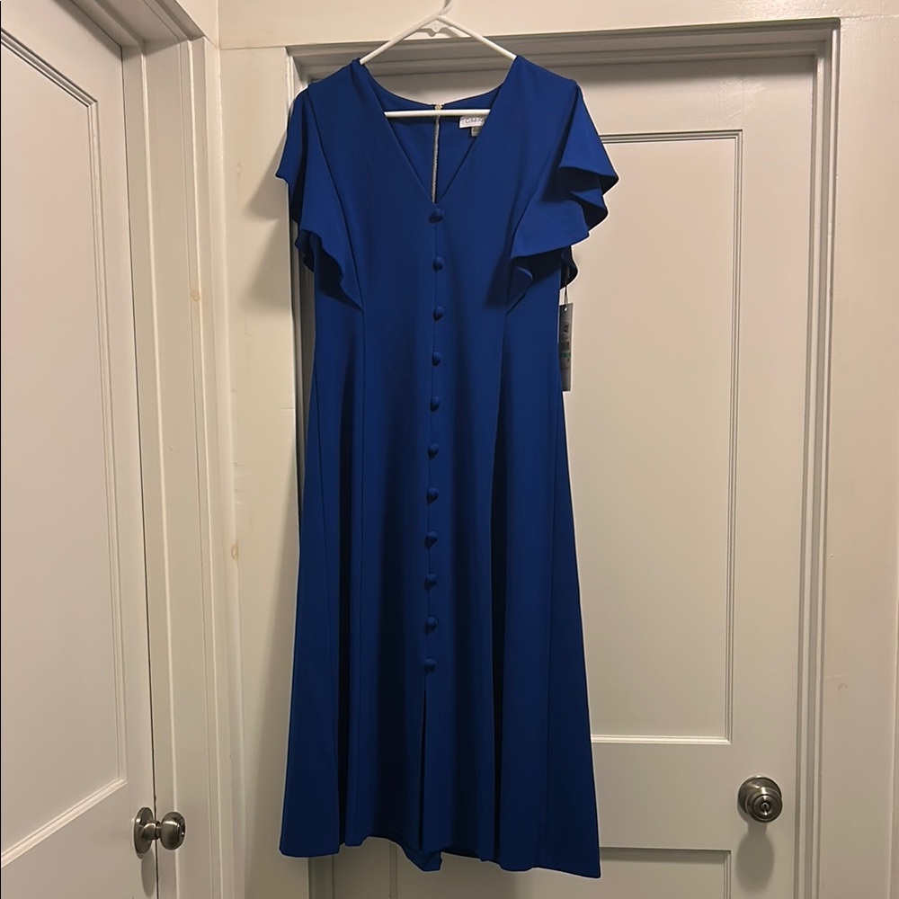Calvin Klein Blue Button-Down Women’s Dress, Size 8 - NWT